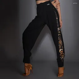 Stage Wear 2024 Latin Dance Pants For Women National Standard Trousers High Waist Leopard Print Practise Clothes DQS6688