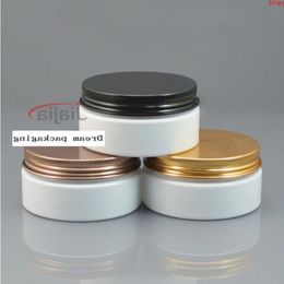 50pcs white PET Jar,80g Plastic Jar with Gold / bronze/ Black aluminum cap ,Cosmetic Packaging Personal Care Container Jargoods Klxjp