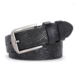 Belts Designer Retro Flower Printing Men High Quality Genuine Leather Strap Luxury Pin Buckle Belt