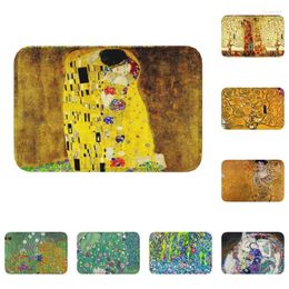 Carpets The Kiss By Gustav Klimt Doormat Anti-Slip Kitchen Bath Mat Garden Door Floor Entrance Carpet Rug Toilet Living Room Footpad