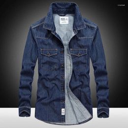 Men's Casual Shirts Mens Spring Autumn Denim Korean Slim Solid Long Sleeve High Quality Cotton Jean Clothes