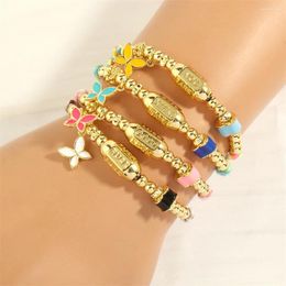 Link Bracelets Sweet Design Dripping Oil Butterfly Pull Out Bracelet For Women Light Luxury Retro Simple Woven Friendship Hand Jewellery