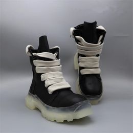 Man High-heeled Fashion Boot Thick Bottom Men Genuine Leather Boots