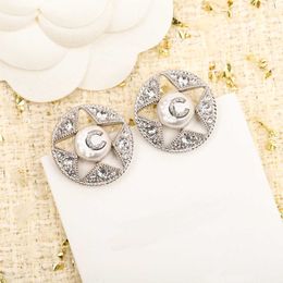2024 Luxury quality charm round shape with diamond and nature shell beads in silver plated have stamp box PS3884A