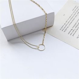 Pendant Necklaces Korean Classic Simple Metal Asymmetric Chain Hollow Hoop Pendent Necklace For Women Girls Men Kids Collar Jewelr191W