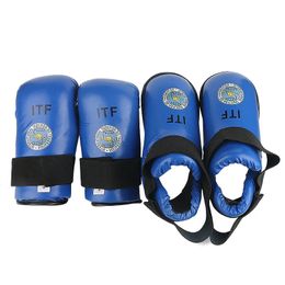 Taekwondo ITF Gloves Foot Guard Set Protector Ankle High Quality PU Leather ITF Protector Footwear Boot Boxing For Adult Child 240119
