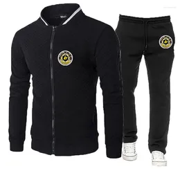 Men's Tracksuits Bultaco Cemoto Motorcycles Men Spring Casual Solid Color Design Zipper Round Neck Jacket Pants Fitness Man Suit Sportswear