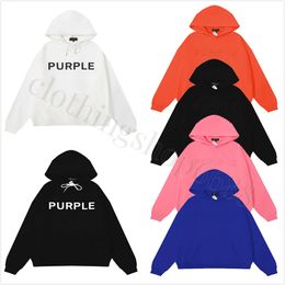 roxo hoodie designer hoodies camisola com capuz letras clássicas na mesma cor bordado impressão versátil casual solto casais roupas