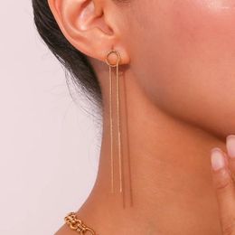 Dangle Earrings Elegant Long Round Snake Chain Tassel 18K Gold Plated For Women 2024 Trending Jewellery And Accessories