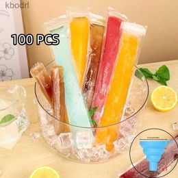 Ice Cream Tools 100Pcs Disposable Popsicle Mold Bags Freezer Tubes with Zip Seals Yogurt Sticks Juice Smoothies Bpa Free YQ240130