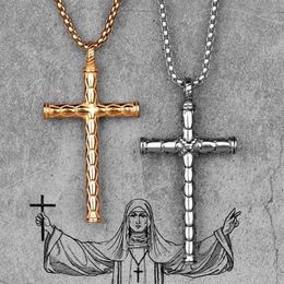 Dragon Scale Gold Cross Long Men Necklace Pendants Chain for Boyfriend Male Stainless Steel Jewellery Creativity Gift Whole1245e