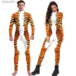 Theme Costume Cosplay Animal Women Jumpsuit Tiger Snake 3D Print Halloween Carnival Party Spandex Zentai Full Bodysuit Cosplay Come Outfit Q240130