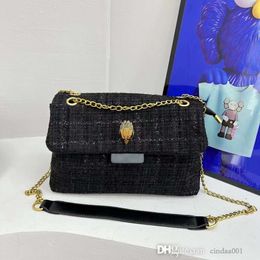 New Woven Designer Brand Luxury Shoulder Bag Retro Coarse Tweed Bags For Women Metal Chain Small Square Cross Body Bag Purse