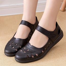 Sandals Women's Solid Colour Ankle Band Lightweight Soft Sole Hollow Out Shoes Closed Toe Summer
