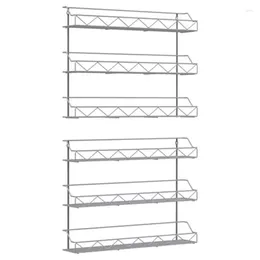 Kitchen Storage 2 Pack Spice Rack Organiser 3 Tier Counter-Top Stand Or Wall Mounted Hanging Shelf For