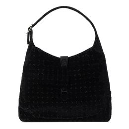 Kadife tote çanta tasarımcı çanta siyah çanta çantası kadın omuz çantası üst ayna kalitesi klasik gümüş kilit tokası ipek astar ayarlanabilir kayış pahalı kılıf