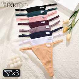 Other Panties FINETOO 3PCS/Set Seamless Cotton Thong Adjustable Low Waist Women Thongs Sexy T-back Ladies Bikini Underwear G-String Lingeries YQ240130