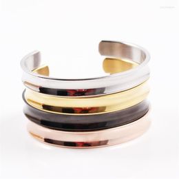 Bangle Rose Gold Color Silver Open Cuff Bangles For Women Men Jewelry Black Bracelets Hand Accessories Adjustable276F