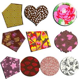 10pcs Chocolate Transfer Sheet Flower Heart lips Heart Rose ButtTrans Stay Chocolate Mould decoration for chocolate T200703241q