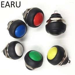 Smart Home Control 10pcs DIY Mini 12mm Momentary Waterproof Push Button Switch Horn Blue White Green Red Yellow Black 1A 250V Self-reset