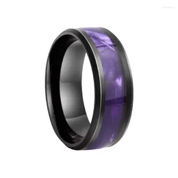 Wedding Rings 2024 Fashion Gradient Purple Color Shell Stainless Steel For Men Women Gift Dainty Female Nice Jewelry