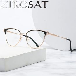 ZIROSAT 8611 Cat Eye Optical Alloy Eyeglasses Frame for Women Glasses Prescription Spectacles Full Rim 240118