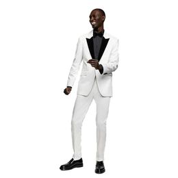 White Two Pieces Suit For Man Wedding Groom Man Business Wear Prom Dinner Marry Party Dress robe de soireeJacketPants 240123