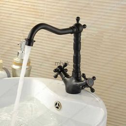 Kitchen Faucets Black Oil Rubbed Antique Brass Dual Handles Swivel Bathroom Kitchen Sink Vessel Sink Faucet Basin Mixer Tap asf089 240130