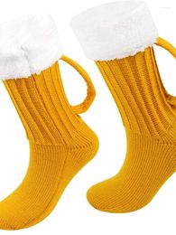 Women Socks Beer Thick Woollen 3D Mug Autumn And Winter Knitted Leg Covers Floor Warm Mid Length