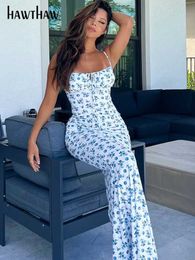 Basic Casual Dresses Hawhaw Women's Elegant Flower Beach Vacation Bodycon Street Clothing 2022 Summer Clothing Wholesale Products J240130