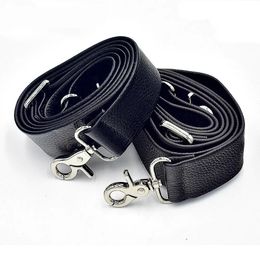 Genuine Leather Bag Strap Lichee Pattern Detachable Handle Replacement Men Shoulder Silver Buckle Bags Accessories Belts 240126