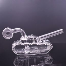 Newest Smoking Water Pipes Tank Shape Oil Rigs Glass Bongs Creative Glass Oil Burner Bong with 30mm Oil Burner