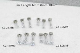 Rings Free Shippment Lot50pcs 16g Body Jewelry Piercing shine Round Cz Lip Labret Ring Ear Helix Bar Lip Piercing Sliver