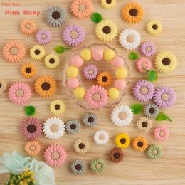 Necklace 20pcs 30mm Sunflower Mini Silicone Beads DIY Pacifier Chain Necklace Jewelry Making Kids Care Products Accessories BPA Free