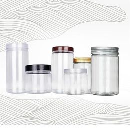 250ml 350ml Transparent Small Plastic PET Jars With Aluminium Lid Clear Empty Cosmetic Sample Jar With Lid In stock1284k