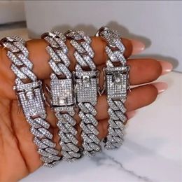 2021 Top Sell 12mm Wedding Pendant Sparkling Hip Hop 18K White Gold Fill Full Crystal Vintage Jewelry Women Link Chain Cross Cuba 3242