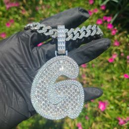 Necklaces Grandbling Big Baguettecz Letter Pendant with Cuban Chain Iced Out Square Cubic Zirconia Chain Necklace Hiphop Jewelry from AZ