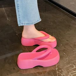 Slippers Casual Thick Flip Flops Summer Women's Platform Korean Version EVA Heels Soft Sole Wear Beach Sandals Clip On