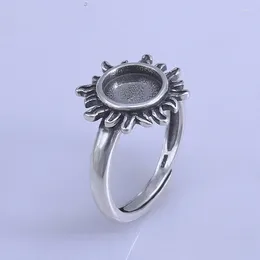 Cluster Rings Marcasite Silver Gemstone Ring Setting 8mm Agate Amber Opal 925 Jewelry DIY Supplier