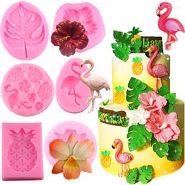 Baking Moulds Flamingo Silicone Mold Rose Tropical Flower Turtle Leaf Watermelon Pineapple Candy Chocolate Mould DIY Cake Decorating Tools