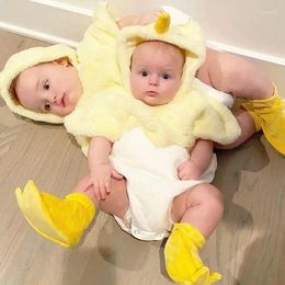 Rompers Baby Boys Girls Chicken Costume Short Sleeve Snap Up Plush Romper Born Chick Egg Infant Clothes