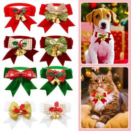 Dog Apparel Adjutable For Gift Fetival Accesorie Claic Chritma Bell Pet Small With Bowtie Collar Decorate