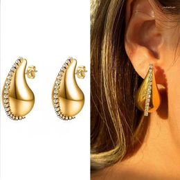 Stud Earrings Vintage Beads Water Drop For Women Shiny Zircon Inlay Teardrop Earring Fashion Wedding Party Jewellery