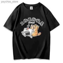 Men's T-Shirts Women Korean Fashion Tees Y2k Female Cute Cat Pet T-shirt Harajuku Pullover Shirt Girls Kawaii Tops Streetwear Couple Clothing Q240130