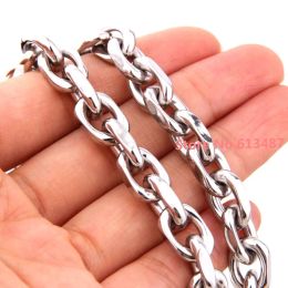 Necklaces Fashion 740inch 8mm Wide 316L Stainless Women Mens Silver Color Rolo Link Chain Necklace Oval Chain Jewelry