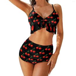 Women's Swimwear Cherry Bikini Swimsuit Adjustable Teenage Whole Sale Colorful Surf Two Piece Bathing Suit