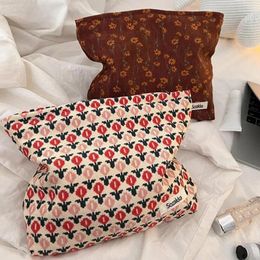 Cosmetic Bags Outdoor Travel Makeup Bag Toiletry Organiser Floral Women Corduroy Zipper Clutch Phone Purse Beauty Storage Cases