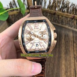 NEW SARATOGE V 45 SC DT COBRA Snake pattern Dial Japan VK Quartz Chronograph Movement Mens Watch Rose Gold Case Leather Strap Watc2111