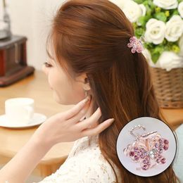 Hair Clips 1PC Crystal Rhinestone Flower Claw Hairpins Ornaments Butterfly Hairgrip For Kids Girl Styling Accessories