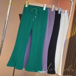 Trousers Kids Girls Flare Pants 2024 Arrival Summer Casual Split Korean Style Teenage Purple Wide Leg